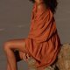 thumbnail image 4 of Minivestido bohemio para mujer vestido con cuello con lazo vestido de cintura alta ropa de playa holgada, 4 of 7