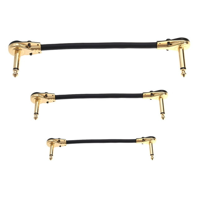 Shisuyan 3pcs Guitar Effector Audio Cable Audio Cables Black Copper with Flat Head