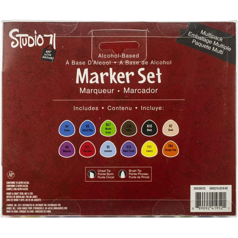 Studio 71 Alcohol Ink Dual Tip Marker Set 12/Pkg- - Walmart.com