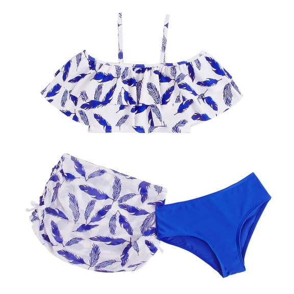 Conairie Bikini Sets For Girls 3 Piece Tankini Top And Bottom Bathing Suit Outfit Comfortable Swimsuit Summer Beach Swimwear Blue