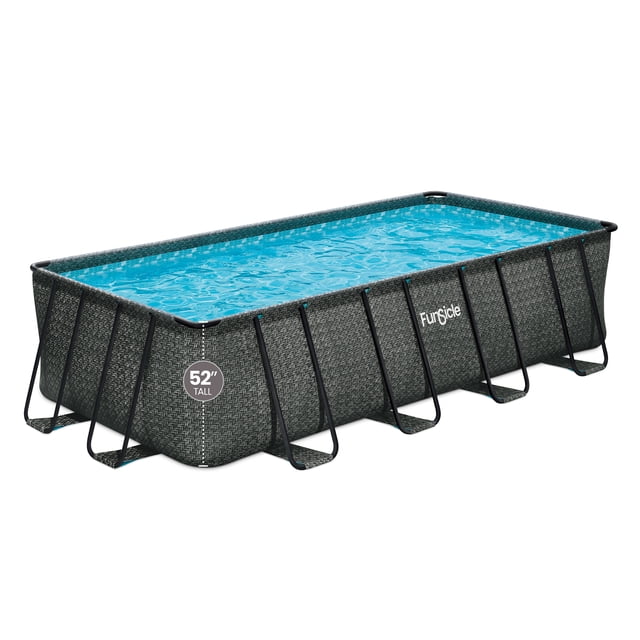 Funsicle Piscine hors Terre de 18 Pi Oasis Design pour Genoux avec Pompe, Cadre Rectangulaire