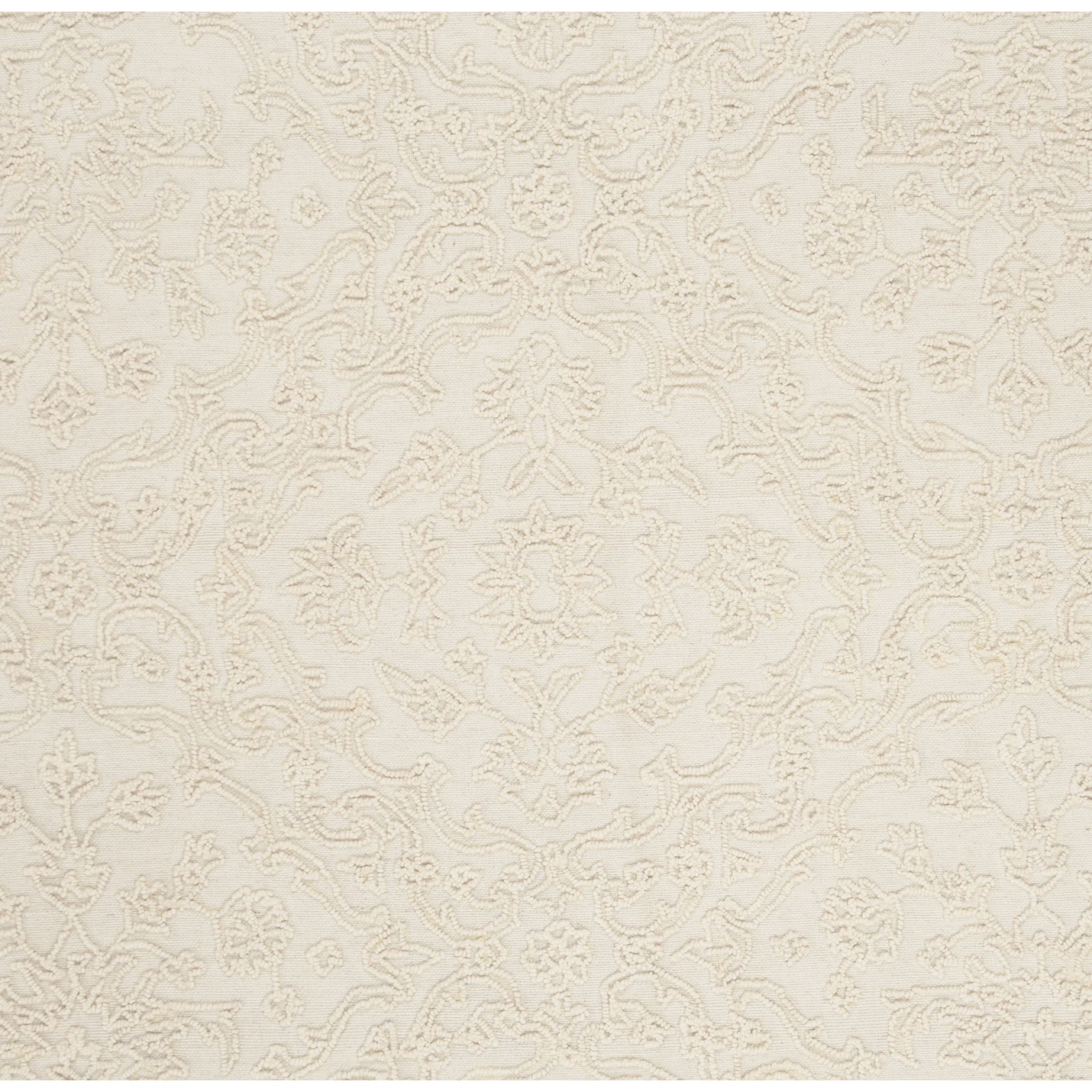 SAFAVIEH Trace Molly Geometric Wool Area Rug, Ivory, 6' x 6' Round