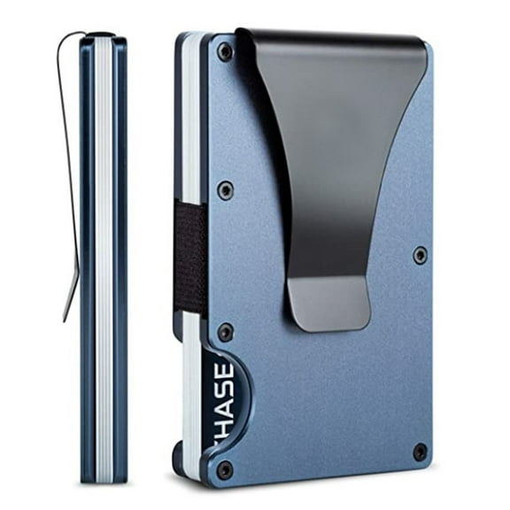 Minimalist Wallet for Men Credit Card Holder Money Clip & Cash Strap Slim RFID Mens Wallets(light blue)