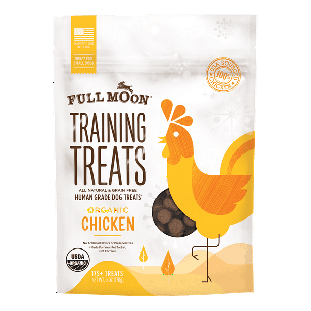 Full Moon All Natural Human Grade Dog Training Treats, Chicken, 6 Oz