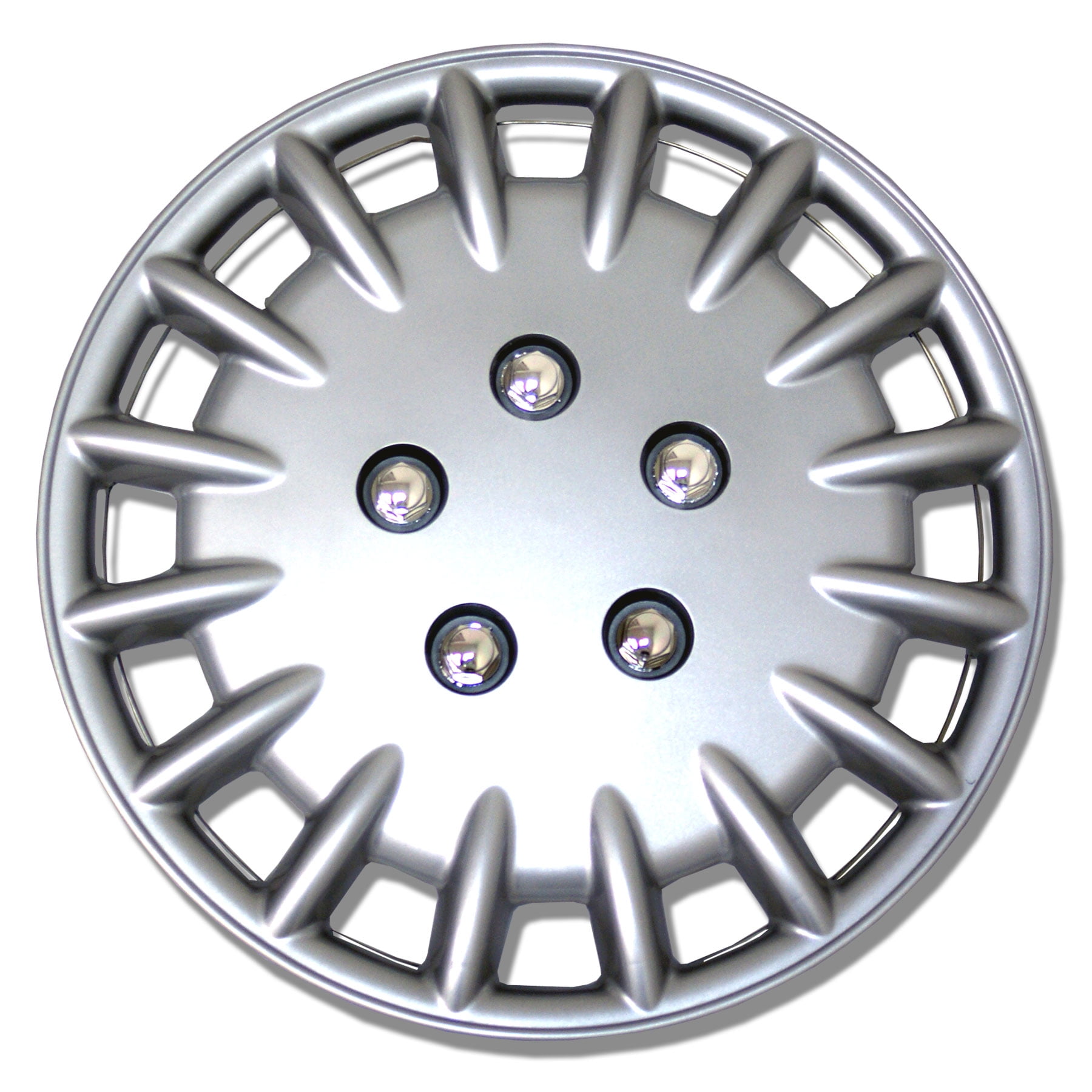 TuningPros WSC023S15 Set of 4 Metallic Silver Hubcaps 15" Hub Caps