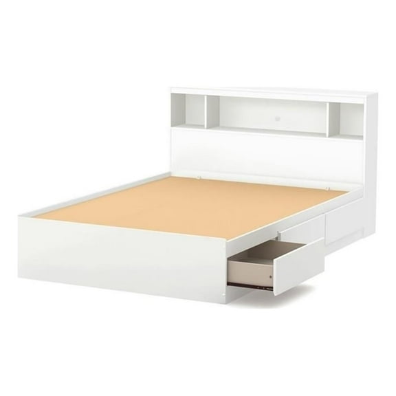 Bowery Hill Modern Laminated Particleboard Wood Full Storage Bed in Pure White