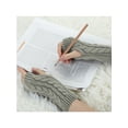 thumbnail image 6 of INSPIRE CHIC Unisex Stretchy Elastic Thumbhole Knitted Fingerless Gloves Light Gray One Size, 6 of 7
