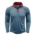 thumbnail image 5 of MIXUE Polo Shirts For Men Summer Solid Color Lapel Button Down Long Sleeve Casual Comfortable Breathable Holiday Wear,Blue,XXL, 5 of 7