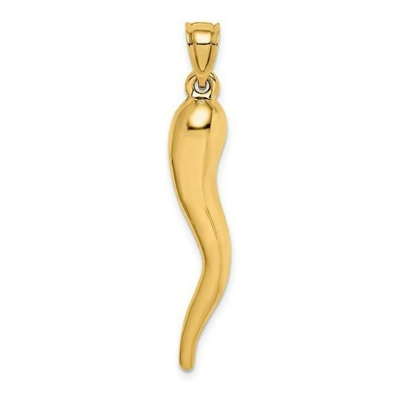Finest Gold 10K Yellow Gold Hollow Italian Horn Pendant