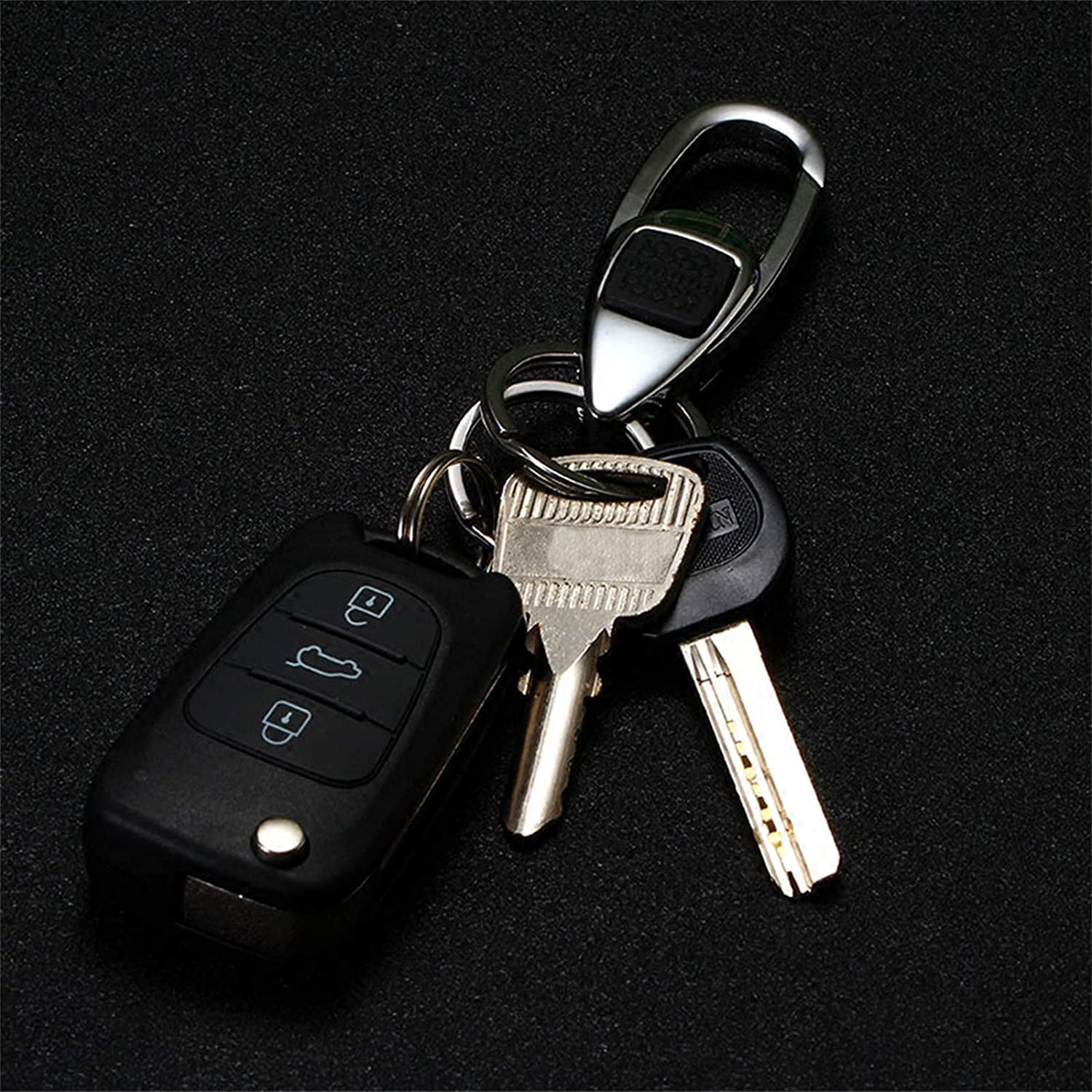 6 Pcs Key Chain with Heavy Duty Car Keychain for Men and Women - Black