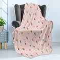 thumbnail image 4 of Ice Cream Soft Flannel Fleece Blanket, Pastel Pink Striped Backdrop with Hearts Different Toppings on Sticks and Cones, Cozy Plush for Indoor and Outdoor Use, 70" x 90", Multicolor, by Ambesonne, 4 of 5