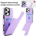 thumbnail image 3 of Compatible with iPhone 16 Pro Case, with PU Leather Credit Card Holder Magnetic Back Stand Rugged Slot Mobile Flip Purse Phone Cover for iPhone 16 Pro Women Men - Lightpurple, 3 of 7
