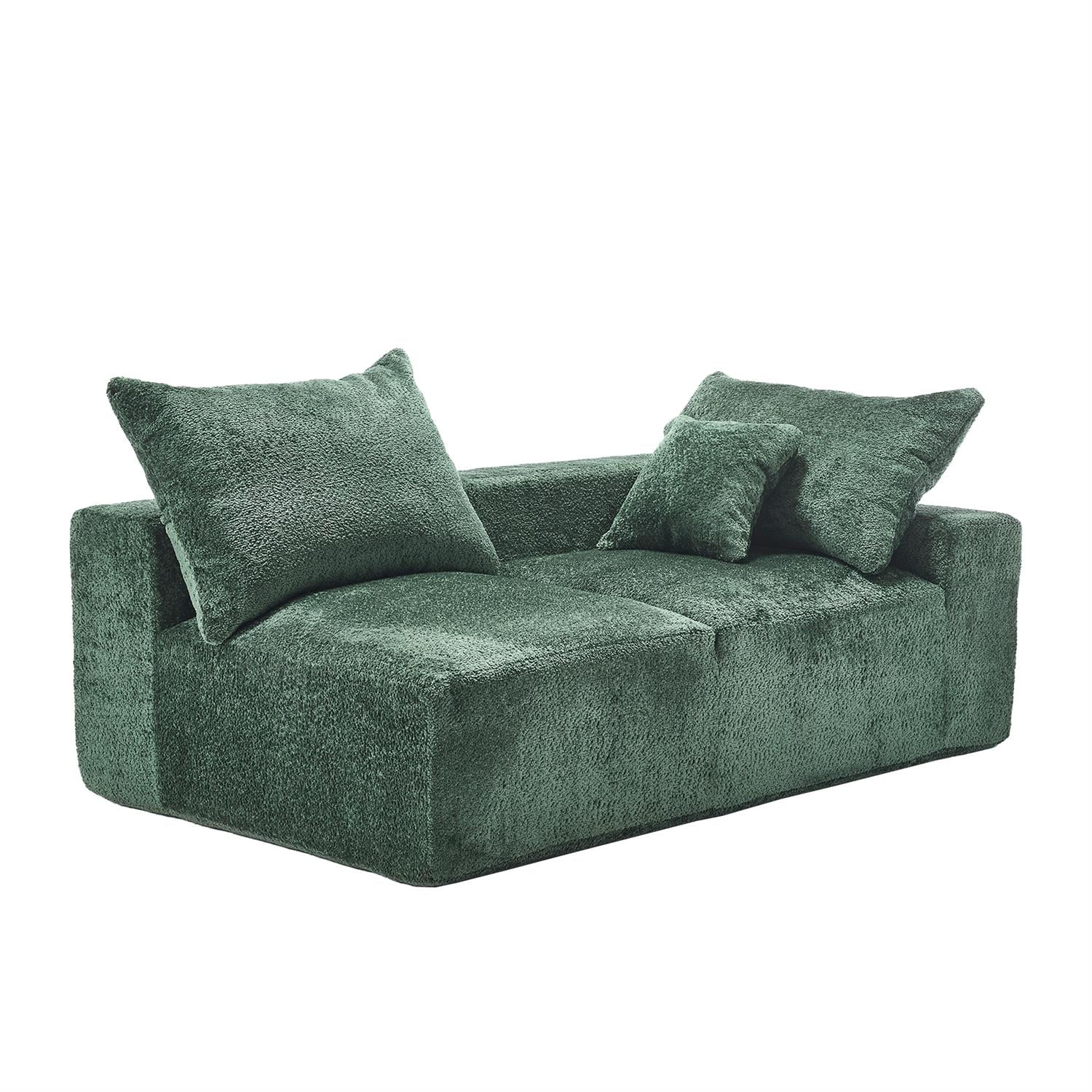 Demi Bonn 67" Premium Fabric Sofa, Cozy 2-Person Couch for Living Room and Office, Comfort Style Lazy Leisure Seat, Green