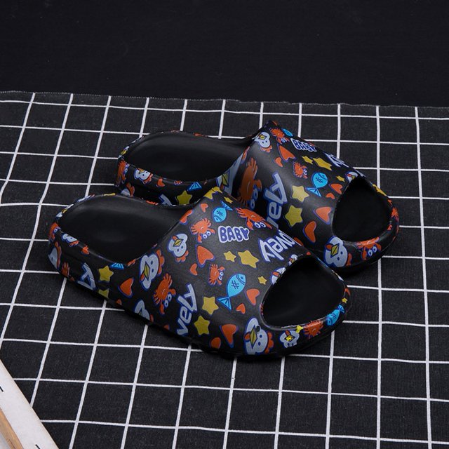 Zapatillas de playa antideslizantes para mujer, sandalias de baño con patrón de Alien de dibujos animados, para exteriores, novedad de verano
