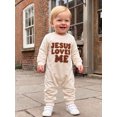 thumbnail image 5 of RUINIXCW Jesus Loves Me Newborn Baby Boy Girl Spring Fall Winter Outfit Romper Infant Christian Clothes Letter Embroidery Long Sleeve Jumpsuit, 5 of 10