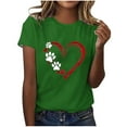 thumbnail image 2 of Lilgiuy National Pet Day Dog Paw Love Heart Print T-Shirt for Women 2024 New Solid Color Short Sleeve Dog Mom Graphic Tees Tops Oversized Crewneck Soft Shirts for Camp Travel(Green,XL), 2 of 4