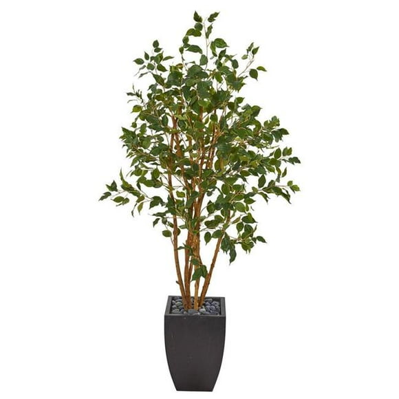 58 in. Ficus Artificial Tree in Black Planter