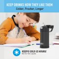 thumbnail image 2 of Thermos Kids Bouteille d'eau isolée sous vide avec paille rabattable, 355 ml, noir, 2 of 5