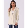 thumbnail image 4 of DARING DIVA Women's Faux Suede Blazer Lapel Collar Suit Jacket XL Beige, 4 of 6