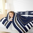 thumbnail image 4 of Feelyou Cartoon Ocean Sailboat Bedding Comforter Set for Boy, Marine Nautical Twin Comforter Sets, Navy Abstract Lines Bedding Set, Microfiber Bedroom Decor, 2pcs, 4 of 8