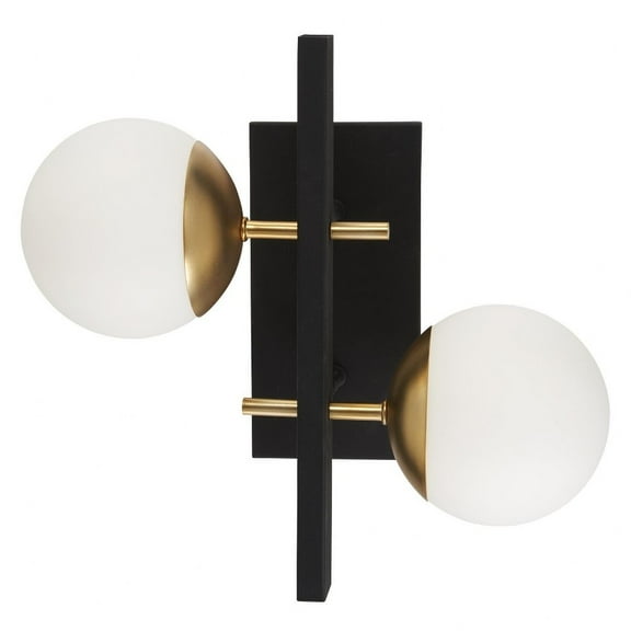 George Kovacs Alluria 15 1/4" High Black and Gold 2-Light Wall Sconce