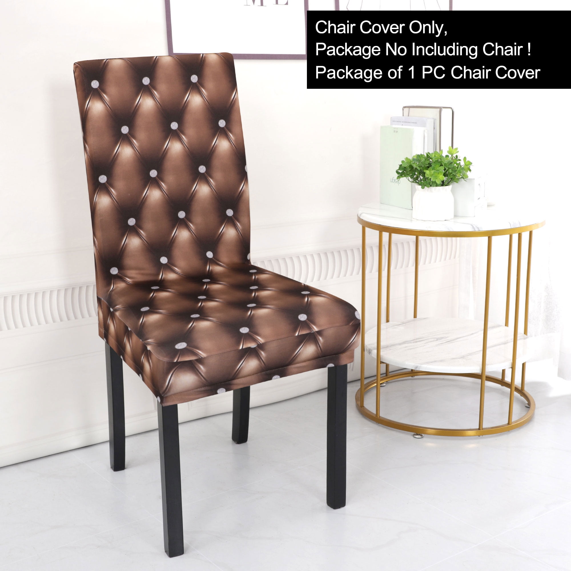 Unique Bargains Stretch Polyester Washable Dining Chair Covers Slipcovers Coffee 6 Pcs