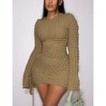 thumbnail image 2 of Kiplyki Women's Long Sleeve Fall Dress Round-Neck Solid Out Mini Dress, 2 of 6