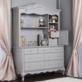 thumbnail image 4 of evolur Aurora Hutch and Bookcase, Akoya Gray Pearl, 4 of 9
