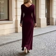 thumbnail image 3 of BAVIRRA Women Cowl Draped Neck Mermaid Maxi Dress, Long Sleeve Fitted Waist Flowy Chiffon Formal Gown, Modest Elegant Outfit for Prom Wedding Guest Bridesmaid Cocktail Party, 3 of 5
