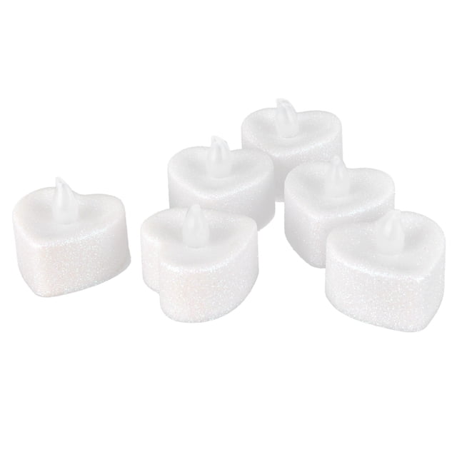 Luces LED de té con forma de amor, lámpara de vela de luz cálida alimentada por batería para iluminación decorativa, Decoración de mesa de boda, 6 uds.