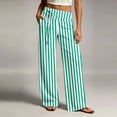 thumbnail image 2 of Ahabrexf Women's Striped Wide Leg Pants, Elastic Waist Drawstring Side Pockets Loose Fit Casual Trousers for Daily Travel and Everyday Wear, 2 of 7