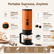 Portable Espresso Maker, Self-Heating Travel Coffee Machine with 20 Bar Pressure, USB-C Rechargeable Mini Coffee Maker, Compatible with Ground Coffee, NS/DG Capsules, for Camping, Car, RV & Office