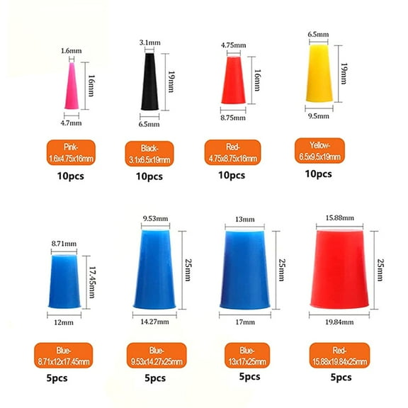 60 Pcs High Temp Silicone Rubber Tapered Plug Kit,Silicone Plugs Assortment Kit Fangkenuo