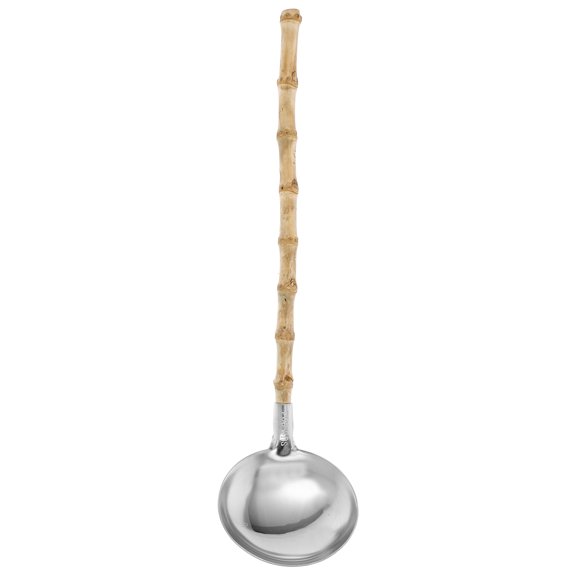 Raindrops Stainless Steel Long Soup Spoon Ladles Soup Serving Spoon Insulated Soup Ladle with Wood Handle for Hot Pot Gravy Serving Accessories