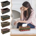thumbnail image 2 of BSJJY Crafted Classical Retro Wooden Antique Book Tissue Box Cover Rectangular Tissue Holder Dispenser Paper Cover Case Napkin Holder Home Decor for Bathroom living room office car, 1pc, 2 of 9