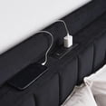 thumbnail image 3 of Ktaxon Full Platform Bed Frame with USB Charging, Upholstered Bed, Wingback Headboard/No Box Spring Required/Wood Slat Support/Easy Assembly/Black, 3 of 11