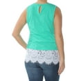 thumbnail image 5 of MAISON JULES Womens Green Lace Trim Jewel Neck Sleeveless Top M, 5 of 5