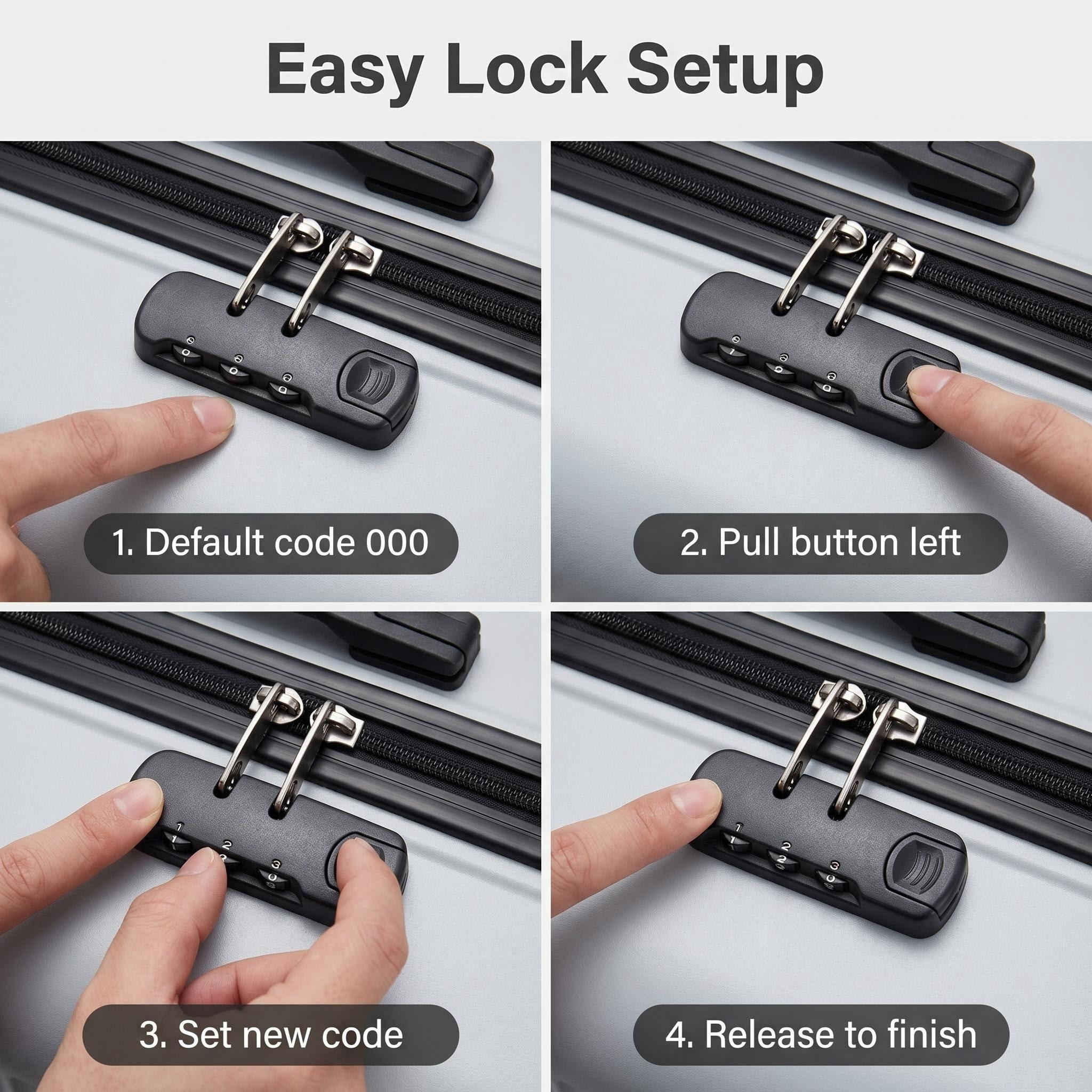 HEMXSZH 20 Inch ABS+PC Hardside Rolling Luggage with Password Lock, USB Port & Cup Holder Suitcase, Black