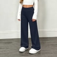 thumbnail image 6 of Hduncf Children's Fold Over Yoga Pants Low Rise Wide Leg Cute Flare Sweatpants Lounge Wear School Clothes Teen Girls Blue 12-13Years, 6 of 9