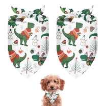 Dog Bandana 2 Pack,Green Dinosaurs Christmas Pattern Bandanas for Dogs,Cat Bandana,Small/ Large Dog Bandana 2 Size,Dog Bandanas
