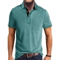 thumbnail image 1 of Daeful Hauts d'Été pour Hommes Col à Revers T-Shirts Golf Manches Courtes Coupe Classique Polo Vert Lac TG, 1 of 4