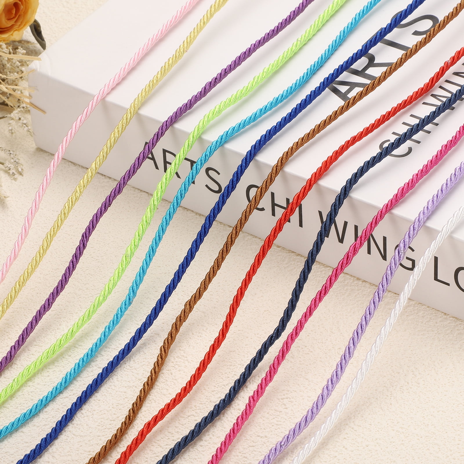 Unique Bargains Twisted Cord Trim 3-Ply Polyester Braided Rope Light Pink