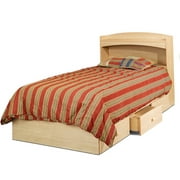 Alegria Twin Bed and Bookcase Headboard, Natural Maple