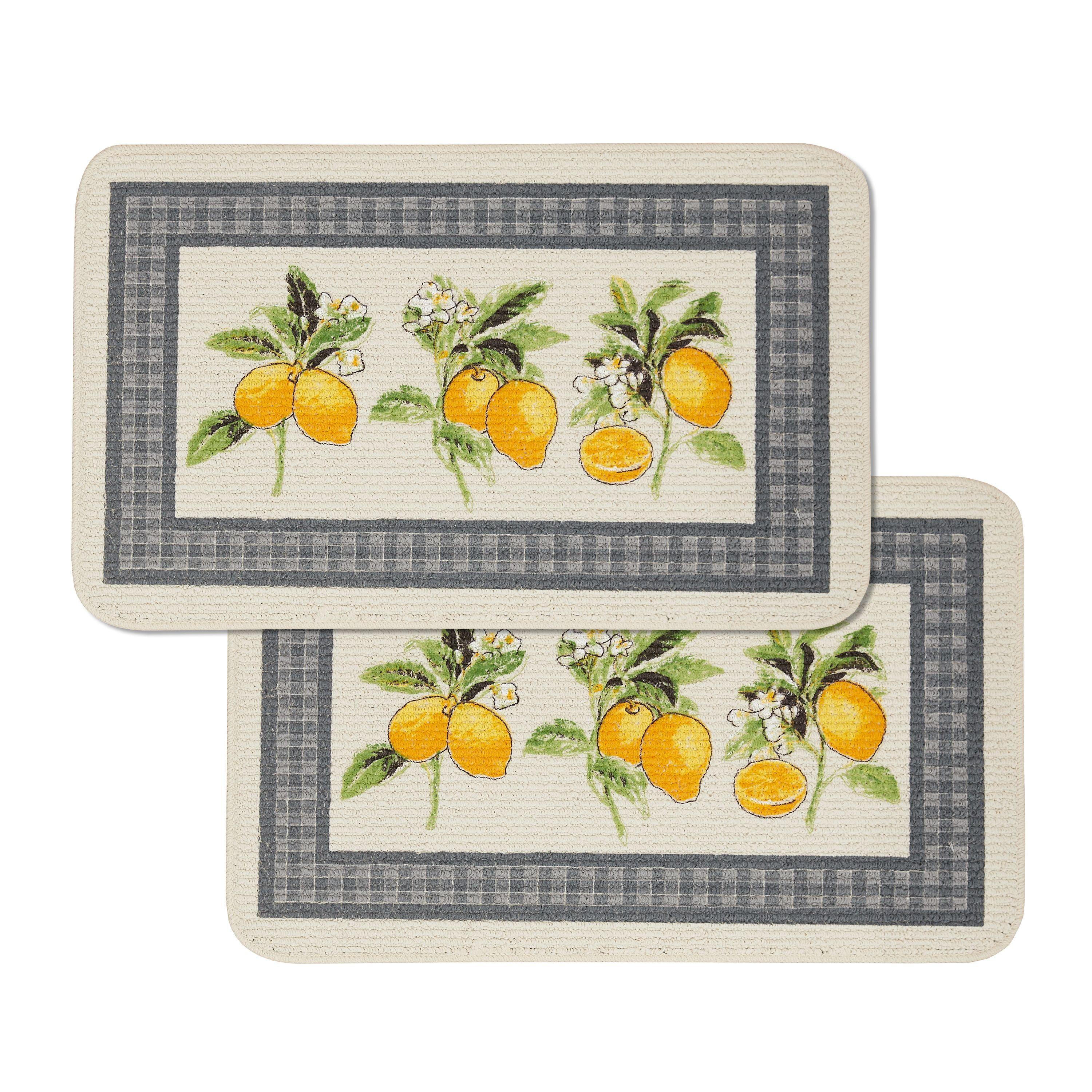 Mainstays Nature Trends Lemon Kitchen Mat, 18" x 30", Set of 2