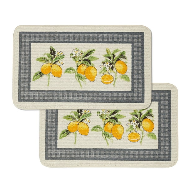 Mainstays Nature Trends Lemon Kitchen Mat, 18" x 30", Set of 2