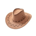 thumbnail image 5 of Suede Cowboy Hat Western Style Sturdy Hand Wash Wide Brim for Birthday Party Brown, 5 of 9