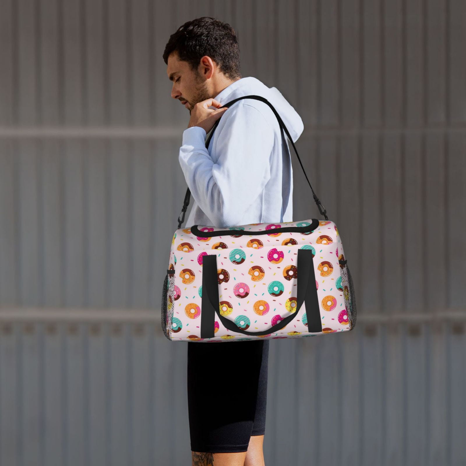 Fuzoiu Donut Print Travel Duffle Bag,Carry On Tote Bags,Duffel Bag,Sport Gym Bag, Hospital Bag for Labor and Delivery, Overnight Bag,Luggage Bag
