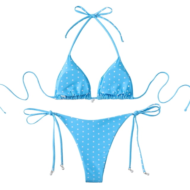Traje de baño de 2 piezas para mujer, trajes de baño para mujer, bikini de cintura alta con cordón ajustable, traje de baño dividido para mujer
