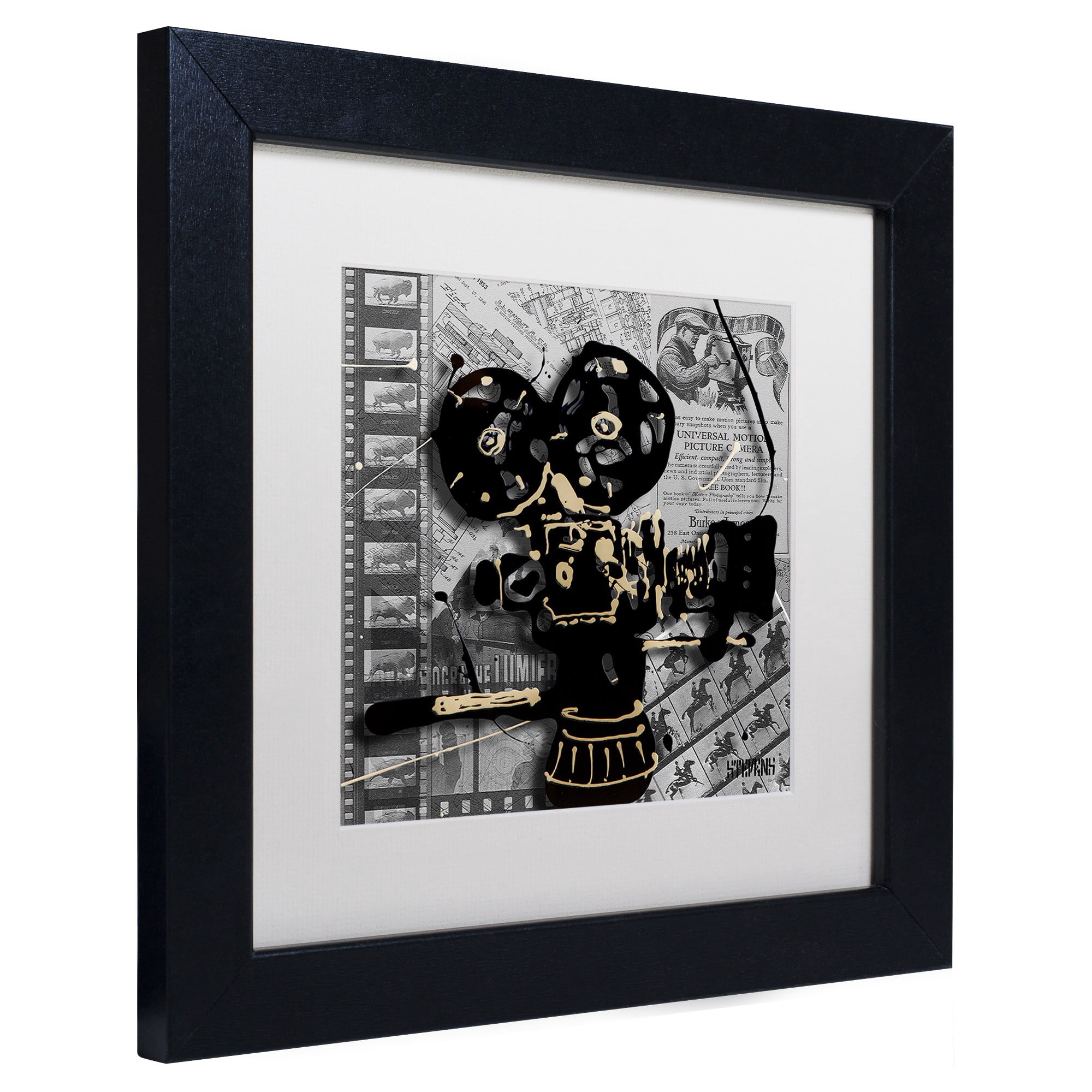 Trademark Fine Art "Movie Camera" Canvas Art by Roderick Stevens, White Matte, Black Frame