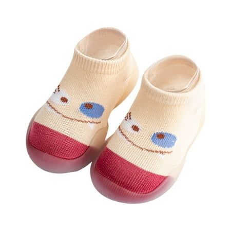 

Fimkaul Baby Sneakers Boys Girls Animal Cartoon Socks Fleece WarmThe Floor Socks Non Slip Prewalker Shoes Beige